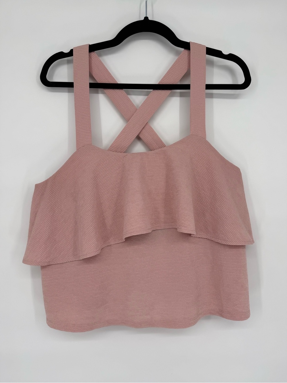 Madewell Textured Ruffle Crop Top Strap Feminine Romantic Boho Flowy Oversized